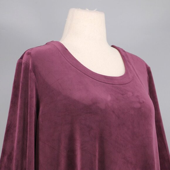 J.JILL PureJill Plush Velour Tunic Dress Long Sleeve Plum Purple Size XL - Picture 3 of 8